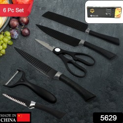 5629 6 Pieces Professional Kitchen Knife Set  Meat Knife  Chef s Knife with Non Slip Handle for Home  Kitchen and Restaurant with Chef Peeler and Scissor  Stainless Steel   6 Pcs Set 