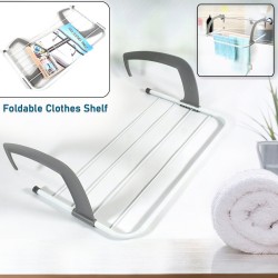 0333 Metal Steel Folding Drying Rack for Clothes Balcony Laundry Hanger for Small Clothes Drying Hanger Metal Clothes Drying Stand  Socks and Plant Storage Holder Outdoor   Indoor Clothes Towel Drying Rack Hanging on The Door Bathroom