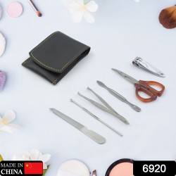 6920 6in1 Nail Clipper Kit Fingernail Clipper  Manicure Set  Stainless Steel Nail Cutter Set  Manicure Tool  Nail Clippers Care Tools with Lightweight and Beautiful Travel Leather Case  6 Pc Set 