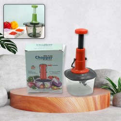 5790 Manual Press Fruit   Vegetable Chopper  with 3 Stainless Steel Blades  Anti Slip Base  and Locking System  Cutting Chopper For Kitchen  650 ML 