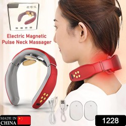 1228 Electric Neck Massager for Pain Relief  Intelligent Neck Massager with Heat  4 Modes 15 Level Cordless Deep Tissue Point Massager  Portable Neck  1 pc  