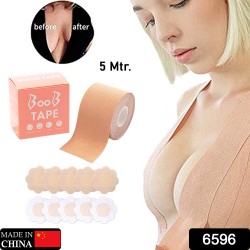 6596 Boob Tape with 10 Pairs Nipple Cover Cotton Wide Thin Breast Tape   Women s   Girl s Breast Lift Booby Tape   Push Up   Lifting Tape   Suitable for All Breast Types   Breast Lift Bra Tape   Bob Tape for Natural Breast Lift  1 Pc 5 Meters 