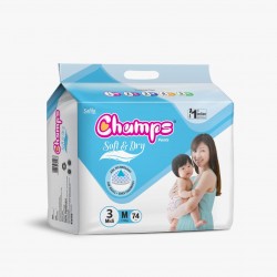 0959 Champs Soft and Dry Baby Diaper Pants 74 Pcs  Medium Size  M74 