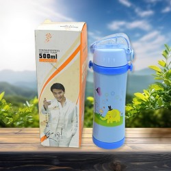 8310 Stainless Steel Vacuum Flask Insulated Water Bottle Specially Designed Push Button Sipper Water Bottle with Soft Straw and Neck Strap  For Sports And Travel   STAINLESS STEEL SPORTS WATER BOTTLES  STEEL FRIDGE BOTTLE FOR OFFICE GYM SCHOOL  500ML 