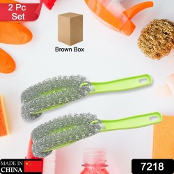 7218 Wire Kitchen Washing Brush  Plastic Small Brush  Cleaning Brush  Bend Handle Pot Washing Brush  2 Pc 