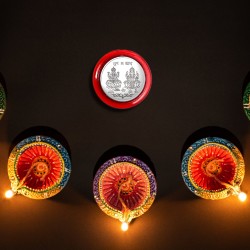 0866A  Maa Laxmi and Ganesh Ji  Silver color Coin for Gift   Pooja   Silver Coin   Silver Coin   Diwali Gift