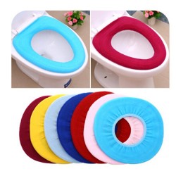 4768 Bathroom Soft Thicker Warmer Stretchable Washable Cloth Toilet Seat Cover Pads  1pc 