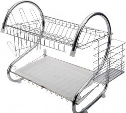7793 STAINLESS STEEL RECTANGLE DISH DRAINER RACK   BASKET WITH DRIP TRAY