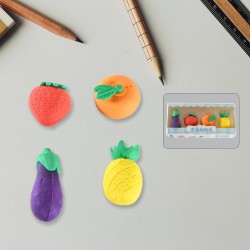 8760 Mini Cute Vegetables and Fruits Erasers or Pencil Rubbers for Kids  1 Set Fancy   Stylish Colorful Erasers for Children  Eraser Set for Return Gift  Birthday Party  School Prize  3D Erasers   4 pc Set 