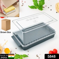 5848 Butter storage box with slicer for easy cutting cheese butter organizer dispenser for kitchen refrigerator Transparent plastic butter box with lid butter cutter slicer storage tray  1 Pc 