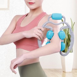 0265 Muscle Massage Roller  5 Wheels Relieve Soreness Leg Muscle Roller Fitness Roller Muscle Relaxer Massage Roller Ring Clip All Round Massaging Uniform Force Elastic PP Drop Shaped for Home Use  1 Pc 