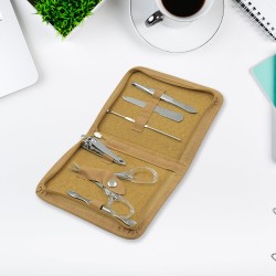 6906 6in1 Nail Clipper Kit Fingernail Clipper  Manicure Set  Stainless Steel Nail Cutter Set  Manicure Tool  Nail Clippers Care Tools with Lightweight and Beautiful Travel Leather Case  6 Pc Set 