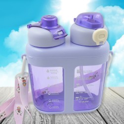 1397 Water Bottle with Straw for ColdIced Water Leak Proof Cute Shoulder Straps BPA free Plastic Portable Drinking Bottle With Dori Bag Packing for Woman TravelFor Adults and Kids  Jogging  Hiking  Commuting  1600ML 