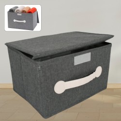 12610 Small Foldable Storage Box With Lid And Handles  Cotton And Linen Storage Bins And Baskets Organizer For Nursery  Closet  Bedroom  Home  28  20  16 Cm   1 pc 