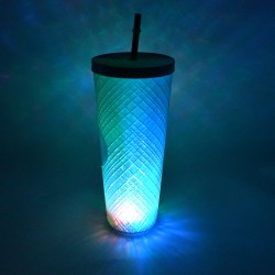 7249 Cup with Straw    LED Lighting Reusable Matte Studded Tumbler with Leak Proof Lid Water Cup Travel Mug Coffee Ice Water Bottle Double Walled Insulated Tumbler BPA Free  1 Pc 