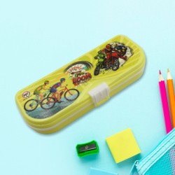 7750 Multipurpose Compass Box  Pencil Box with 3 Compartments for School  Cartoon Printed Pencil Case for Kids  Birthday Gift for Girls   Boys