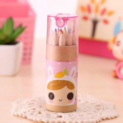 7957 12 Colouring Pencils Kids Set  Pencils Sharpener  Mini Drawing Colored Pencils with Sharpener  Kawaii Manual Pencil Cutter  Coloring Pencil Accessory School Supplies for Kid Artists Writing Sketching