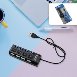 6995 4 Port USB  HUB USB 2 0 HUB Splitter High Speed with On Off Switch Multi LED Adapter Compatible with Tablet Laptop Computer Notebook