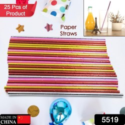 5519 Home Paper Straws Durable   Eco Friendly Colorful   Drinking Straws   Party Decoration Supplies  Adorable Solid Color Food Grade Paper Straws for Birtay Wedding Baby Shower Celebration  25 Pcs Set 