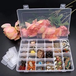 7673a 36 Grids Clear Plastic Organizer Jewelry Storage Box with Adjustable Dividers  Transparent Organizer Box  1pc 