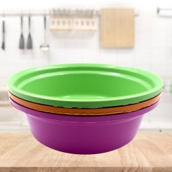 2592 Household Storage Plastic Round Bowl   Tub   Basket   Bucket set   Pack of 3