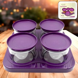 5550 Airtight Plastic 4 Pc Storage Container Set  With Tray Dry Fruit Plastic Storage Container Tray Set With Lid   Serving Tray For Kitchen
