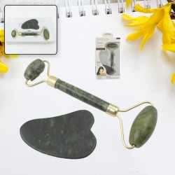 0318 Gua Sha Stone and Anti Aging Jade Roller Massager for Face Massage Natural Face Skincare Massager   Face Roller Massager for Women   Face Shaper Jade Roller and Gua Sha Set for Glowing Skin