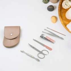 6927 6in1 Nail Clipper Kit Fingernail Clipper  Manicure Set  Stainless Steel Nail Cutter Set  Manicure Tool  Nail Clippers Care Tools with Lightweight and Beautiful Travel Leather Case  6 Pc Set 