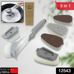 Home   Kitchen Cleaning Brushes  Scrubber  Soap Dispenser Scrub Brush for Pans Pots and Bathtub Sink  5 In 1   2 In 1 
