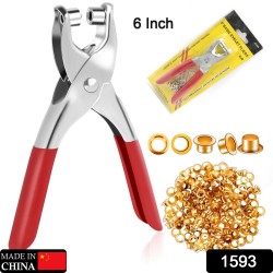 1593 Grommet Setting Tool with 25 PCS Gold Eyelets Grommets Steel Hole Punch Setter Kit for Leather  Canvas  All Fabrics Men and Women Clothes  Shoes  Belts  Bags  Crafts