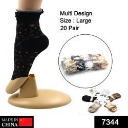 7344 Womens Crew Socks With fresh little flowers Printed ,high quality socks Pack Of 20Pair